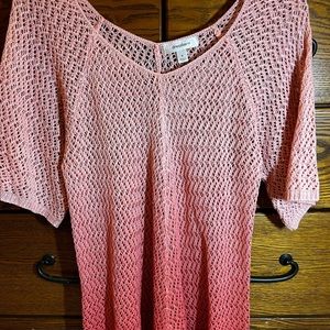 Dressbarn coral mesh cotton top